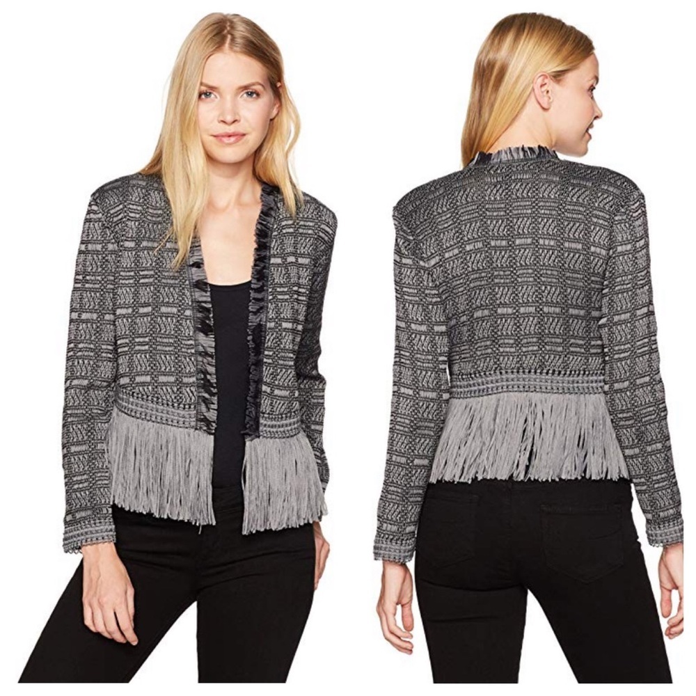 NIC+ZOE Gray Fringe Blazer